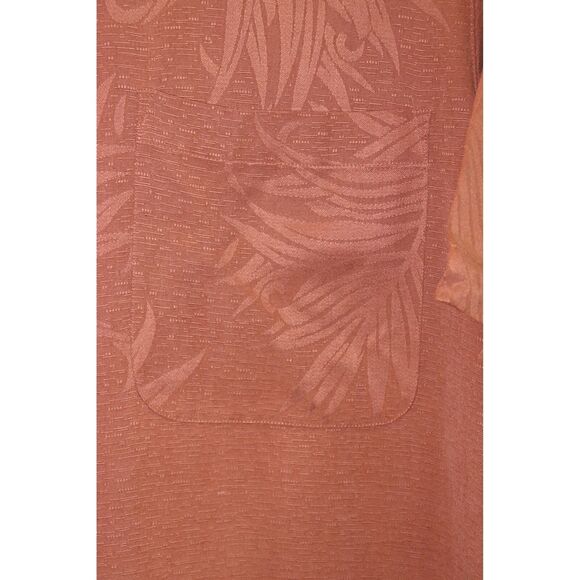 Caribbean Mens Silk‎ Hawaiian Shirt Burnt Orange Button Up Short Sleeve Size M - Picture 4 of 7